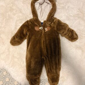 Wippette Brown Faux-Fur Hooded Baby One-Piece Footie